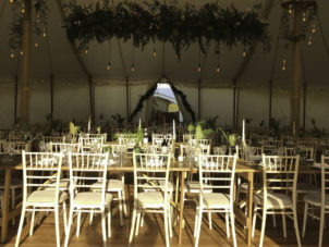Canvas Wedding Marquee Dining Tables & Lights