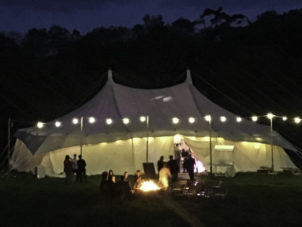 Festoon Lights outside Star Marquee